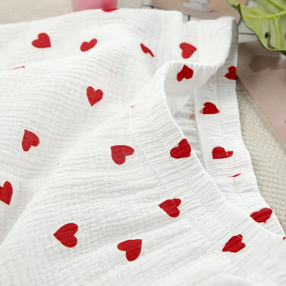 Spring New Fashion Style Love Printed Ruffle Edge Underwear Long sleeved Shorts Three piece Set for Women's Home Fury
