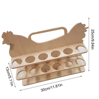 H55A Chicken Shaped Stand Wooden Eggs Storage Shelf Convenient Eggs Dispenser Easy to Clean Eggs Kitchenwares