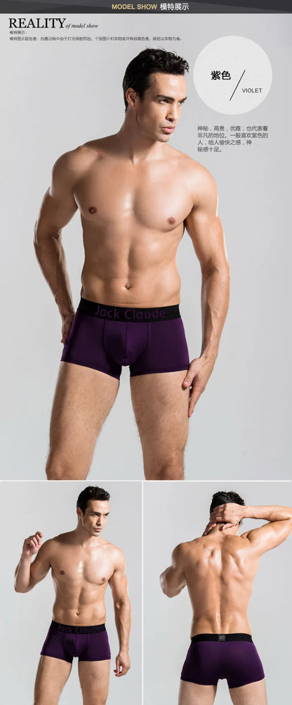 5Pcs/ Men's Underwear Boxer Brand Panties Breathable Modal Milk Silk Sexy Soft Casual Solid Color Underwear Boxer Men's Panties