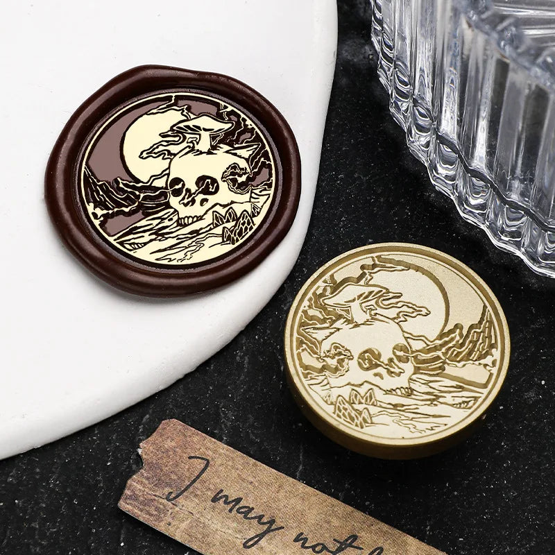 Wax Seal Stamp Dark Series Halloween Fear Skeleton Relief Stamp Head  For Scrapbooking Cards Envelopes Wedding Invitations Gift