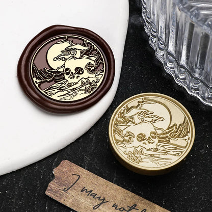 Wax Seal Stamp Dark Series Halloween Fear Skeleton Relief Stamp Head  For Scrapbooking Cards Envelopes Wedding Invitations Gift