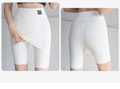 Plus Size Women Shorts Under the Skirt Big Large Summer Seamless Protective Spandex Hip-up Safety Pants Skirt Underpants White