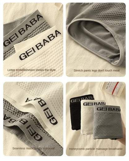 3PCS Panties Sports Briefs Large Size Lingerie Soft Underpanties Mid-rise Breathable Solid Color Women's Intimates Underwear
