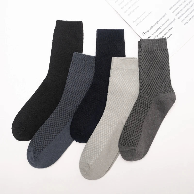 Bamboo Fiber Men's Socks 10Pairs Black Business Soft Breathable Long High Quality  Autumn for New Male Sock Plus Size 39-48