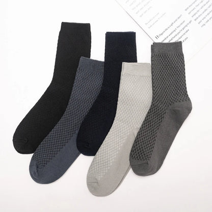 Bamboo Fiber Men's Socks 10Pairs Black Business Soft Breathable Long High Quality  Autumn for New Male Sock Plus Size 39-48
