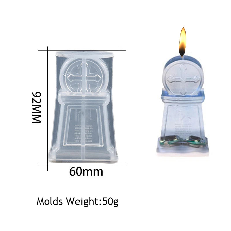 Halloween Ornament Candle Silicone Mold  DIY Handmade Epoxy Resin Pumpkin Tombstone Triple Skulls Wax Craft Molds Party Supplies