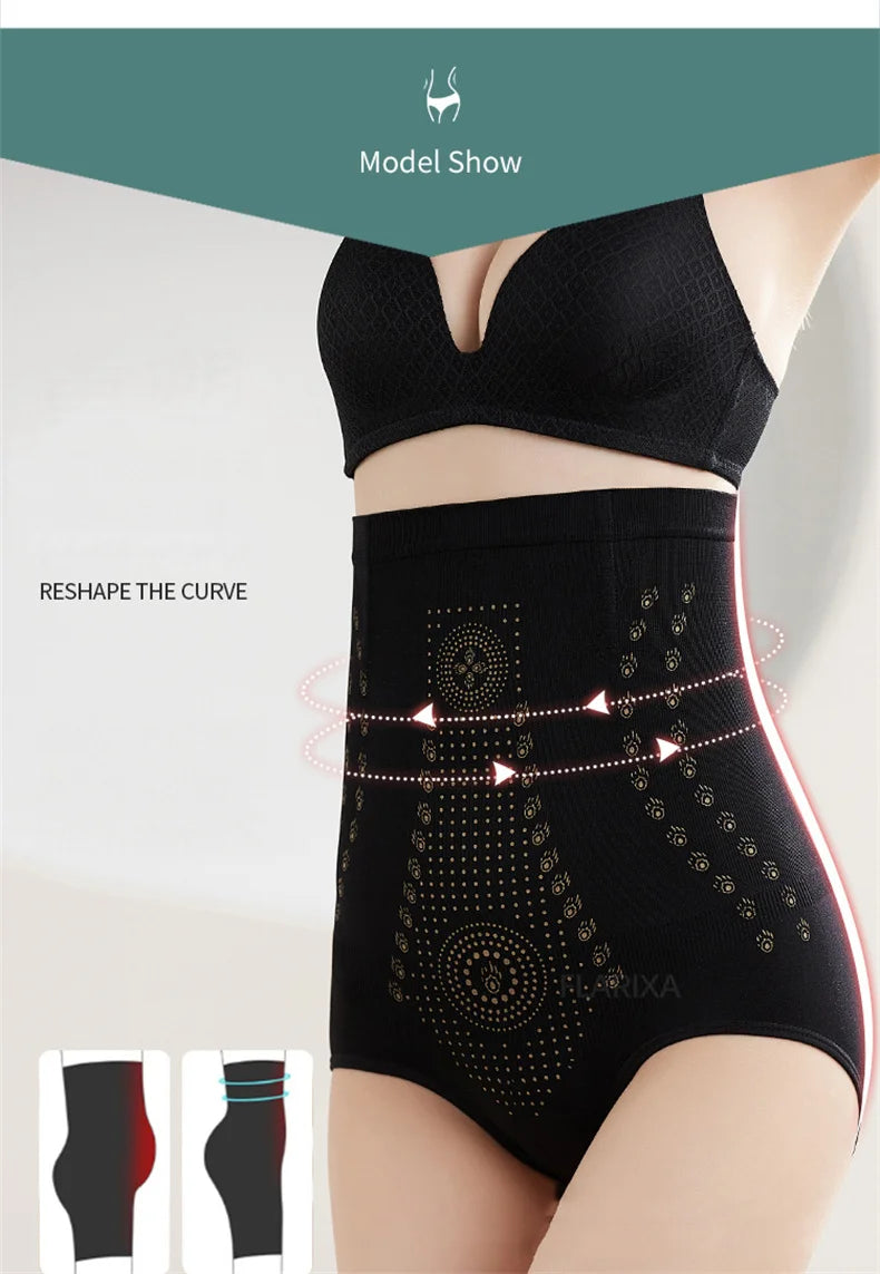 Flarixa Seamless Women Tummy Control Panties High Waist Flat Belly Shaping Panties Slimming Belly Underwear Antibacterial Briefs