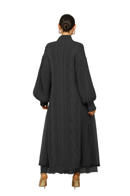 Muslim Women Knitting Dress Modest Robe Vestidos Dubai Saudi Arabic Morocco Abaya Jalabiya Eid Ramadan Knitted Dresses Abayas