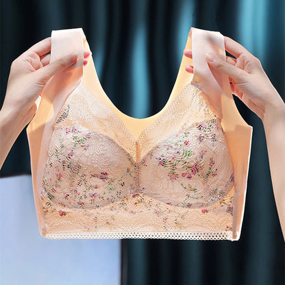 Large Size Ice Silk Seamless Beautiful Back Bra Integrated Tube Top Underwear Thin Section Big Chest Small Bra Vest Style
