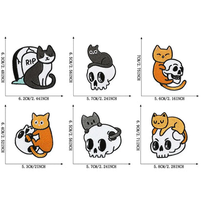 15pcs Embroidered Patches For Clothing Iron On Jackets Cats Skull Lot Animal Halloween Bulk Boys Wholesale Termoadhesivos Band