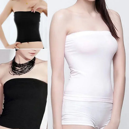 Tube Top Women Corset Fashion Basic Layering Shapewear Stretch Plain Strapless Seamless Sleeveless Tee Crop Top Undershirt