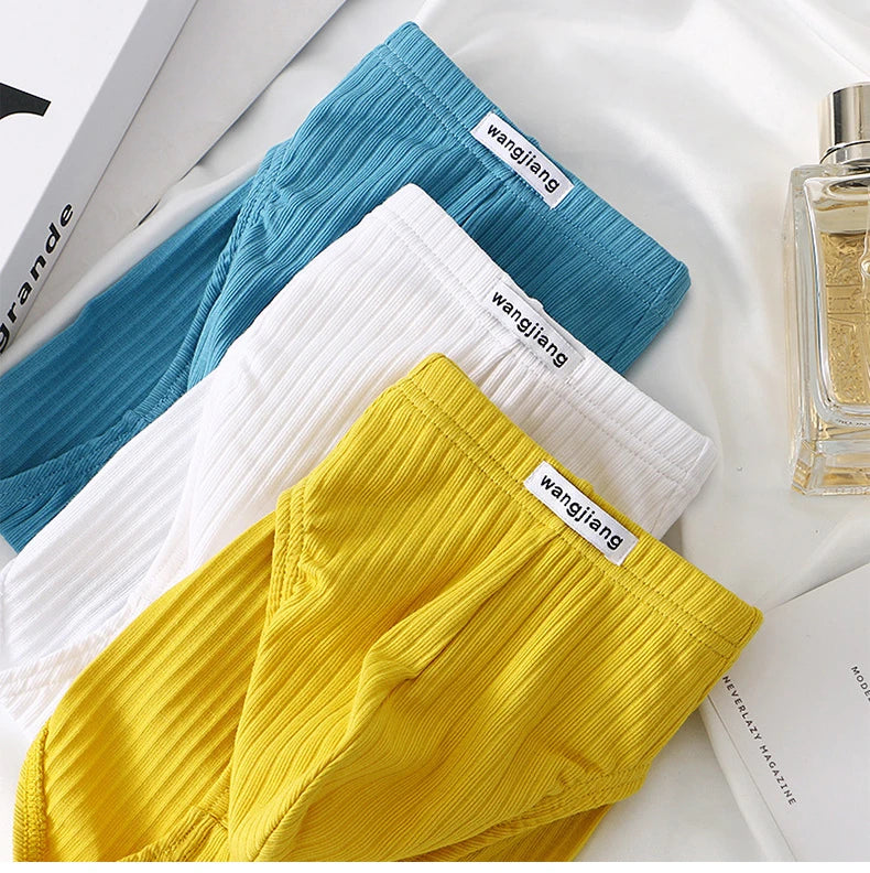Cotton Briefs Men Sexy Bulge Pouch Underwear Sweat Absorption Underpants Breathable Panties Striped Knickers Male Soft Lingerie