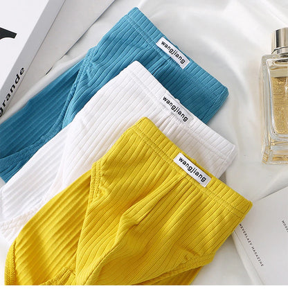 Cotton Briefs Men Sexy Bulge Pouch Underwear Sweat Absorption Underpants Breathable Panties Striped Knickers Male Soft Lingerie