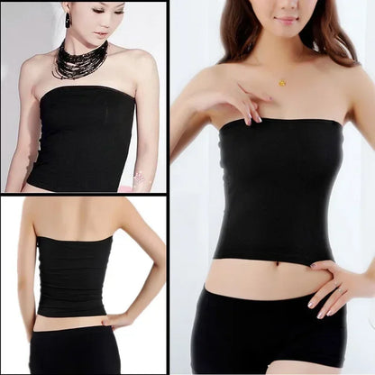 Tube Top Women Corset Fashion Basic Layering Shapewear Stretch Plain Strapless Seamless Sleeveless Tee Crop Top Undershirt