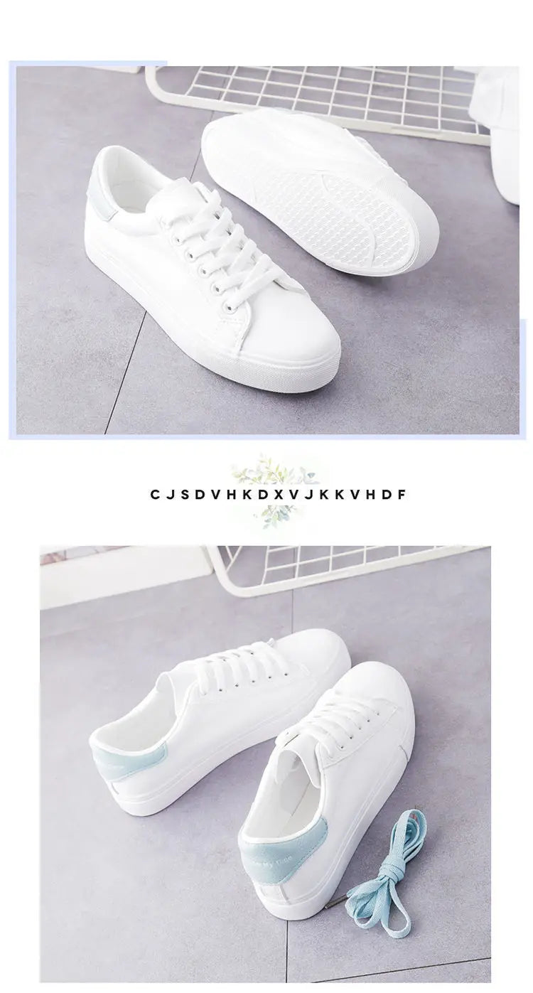 2024 Women Sneakers Fashion Breathble Vulcanized Shoes Pu Leather Platform Shoes White Lace Up Casual Shoes Zapatos Mujer