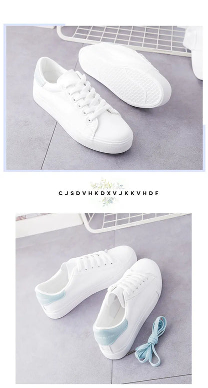 2024 Women Sneakers Fashion Breathble Vulcanized Shoes Pu Leather Platform Shoes White Lace Up Casual Shoes Zapatos Mujer