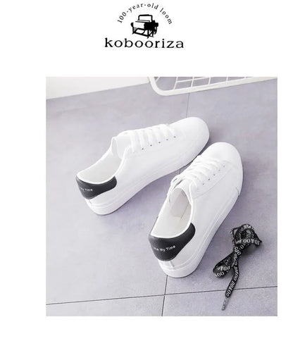 2024 Women Sneakers Fashion Breathble Vulcanized Shoes Pu Leather Platform Shoes White Lace Up Casual Shoes Zapatos Mujer