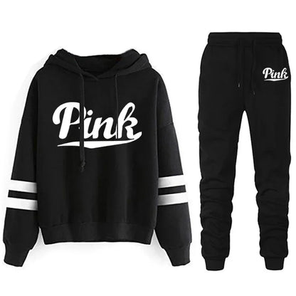Fashion Printed Women's Tracksuit Spring Autumn Two Pieces Set Hooded Sweatshirt and Sweatpants Casual Female Jogging Suit
