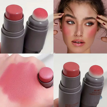 Double head Sponge Powder Blusher Lip&Cheek Dual-use Matte Makeup Natural Rouge Powder Blusher Stick light Nature Cosmetic