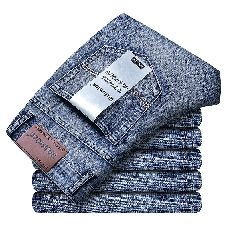 2024 Wthinlee Men's Casual Fashion New Elastic Jeans Pants Work Jeans Classic Men's Fashion Brand Versatile Clothing Blue Black
