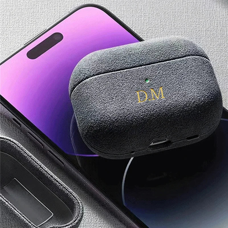 Luxury Pressure Personalized Name Letter DIY Customized Turn Fur Cover For Airpods 1 2 3 Pro 2 Earphone Case With Keychain Cases