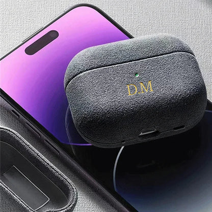 Luxury Pressure Personalized Name Letter DIY Customized Turn Fur Cover For Airpods 1 2 3 Pro 2 Earphone Case With Keychain Cases