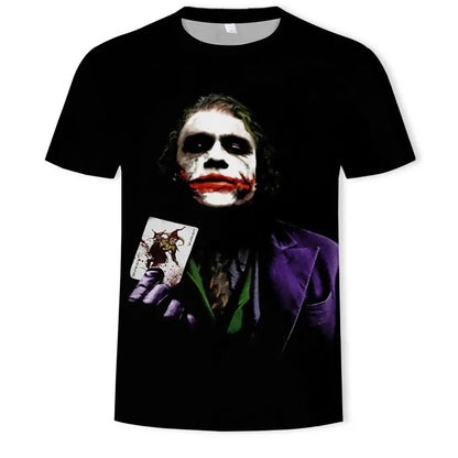 Summer New Men's Horror Clown Pattern T-Shirts Short Sleeve Streetwear Hip Hop 3D Printed Tops 6XL Large Size Loose Gothic Tees