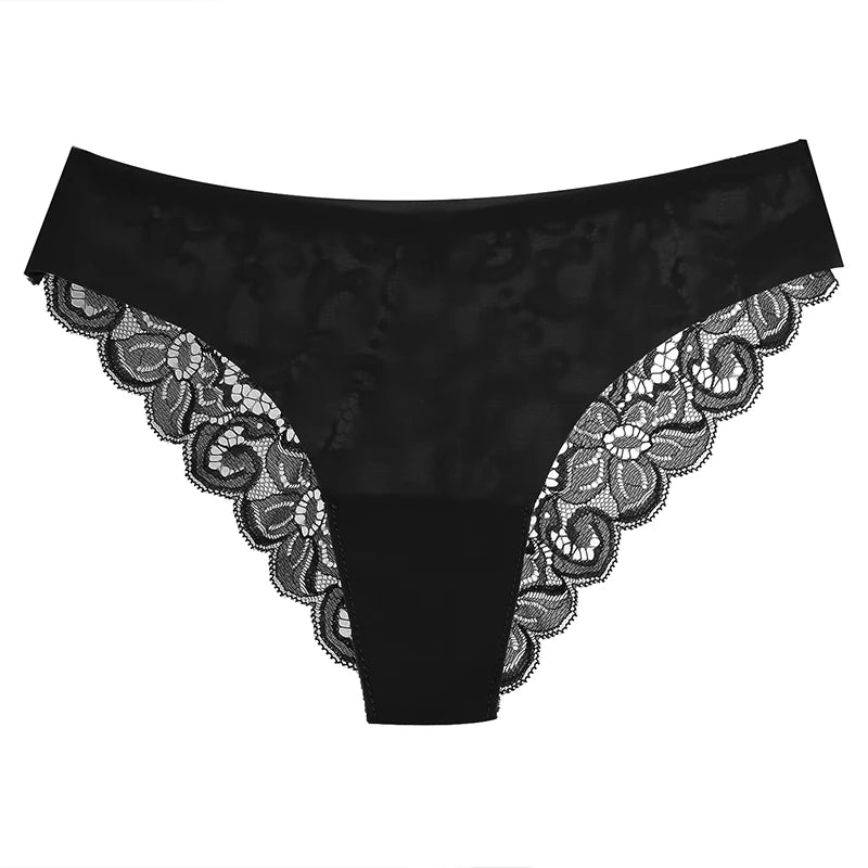 TrowBridge 3PCS Women's Panties Set Sweet Lace Underwear Soft Silk Satin Lingerie French Romantic Woman Briefs Female Sexy Panty