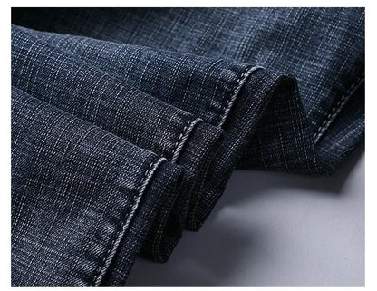 2025 Fashion Four Seasons Classic Blue Black Work Denim Trousers  Men's Jeans Casual Straight Stretch Male Brand Clothing