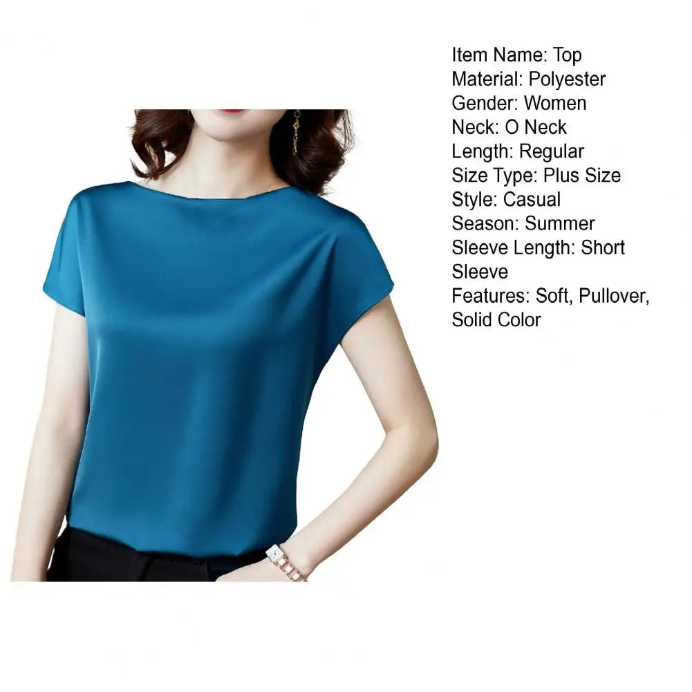 O Neck Lady T-shirt Blouse Spring Women Casual Solid Color Short Sleeve Blouses Shirts Loose Pullover Tunic Blusas Women Clothes