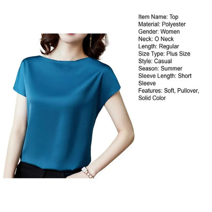 O Neck Lady T-shirt Blouse Spring Women Casual Solid Color Short Sleeve Blouses Shirts Loose Pullover Tunic Blusas Women Clothes