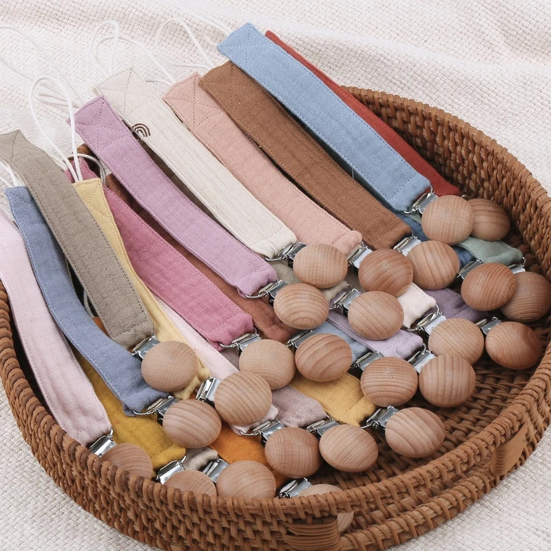 Baby Cotton Pacifier Chain Beech  Pacifier Clip Infant Teething Toy Holder Dropshipping