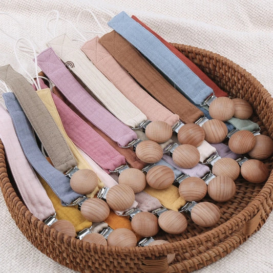 Baby Cotton Pacifier Chain Beech  Pacifier Clip Infant Teething Toy Holder Dropshipping