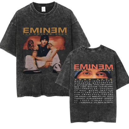 Rapper Eminem Slim Shady Print T Shirt Male 90s Hip Hop Punk Rock Vintage Wash T Shirts Men's Harajuku Clothes Unisex Streetwear