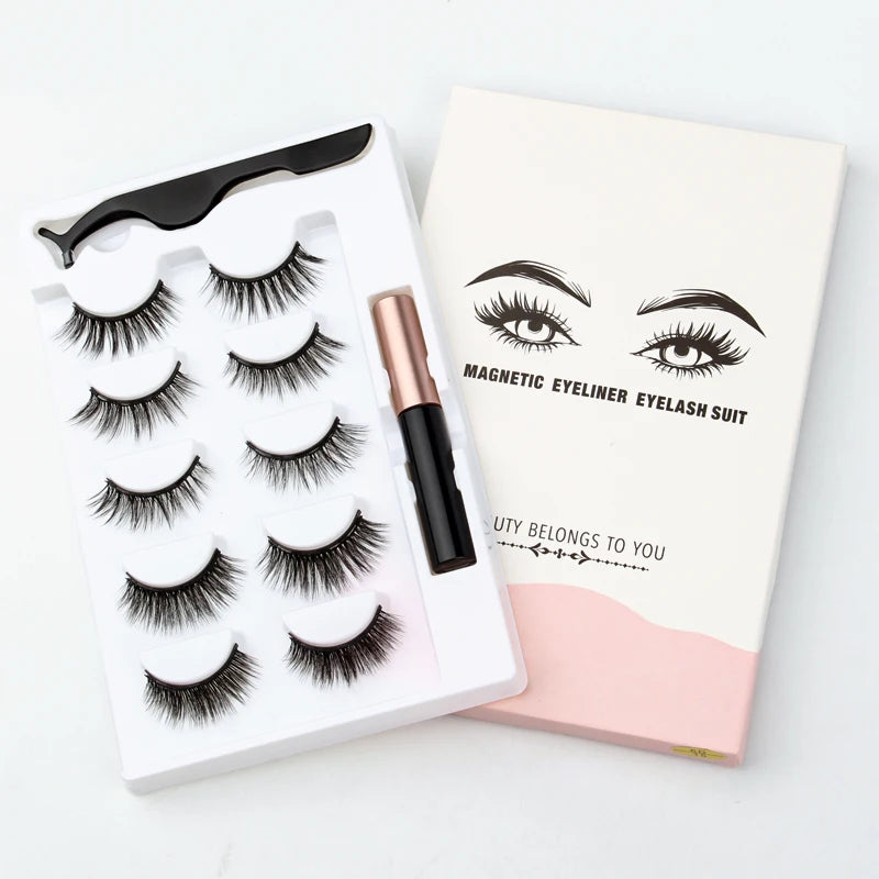 Magnetic Eyelashes Set 3/4/5/10 Pairs Natural Magnet False Eyelashes Makeup Kit Reusable Soft Mink Lashes Eyelash Extension Tool