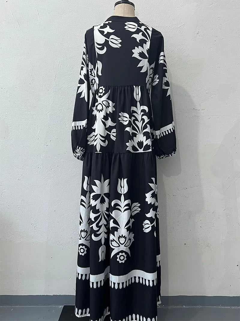 Abaya Muslim Dress Party Women Long Robe Print Jalabiya Eid Ramadan Morocco Dubai Abayas Kaftan Islam Arab Modest Vestidos