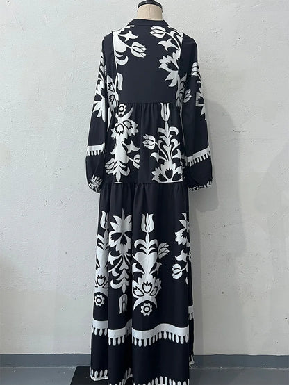 Abaya Muslim Dress Party Women Long Robe Print Jalabiya Eid Ramadan Morocco Dubai Abayas Kaftan Islam Arab Modest Vestidos