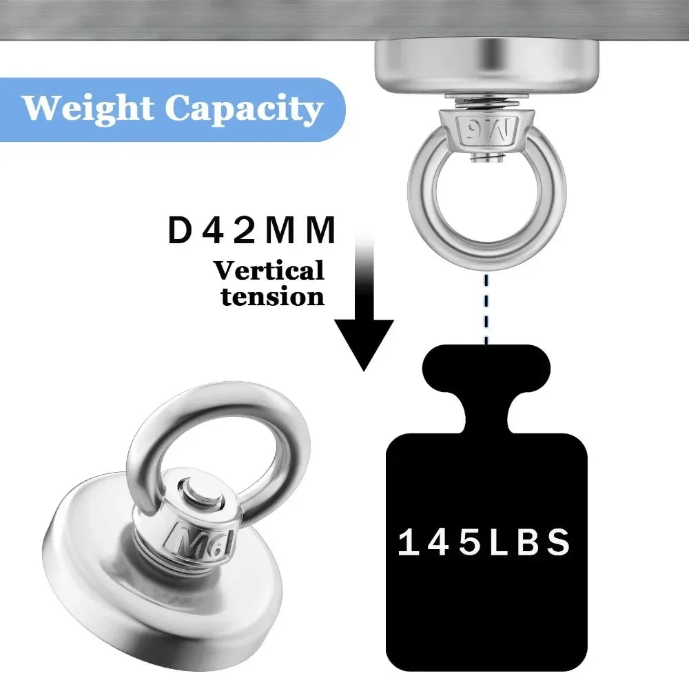 Super Strong Neodymium Magnets N52 Iman Ima Magnetic Fishing Magneat with Countersunk Hole Eyebolt for Salvage Magnetic Fishing