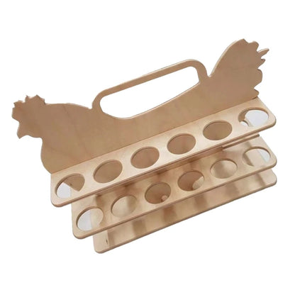 H55A Chicken Shaped Stand Wooden Eggs Storage Shelf Convenient Eggs Dispenser Easy to Clean Eggs Kitchenwares