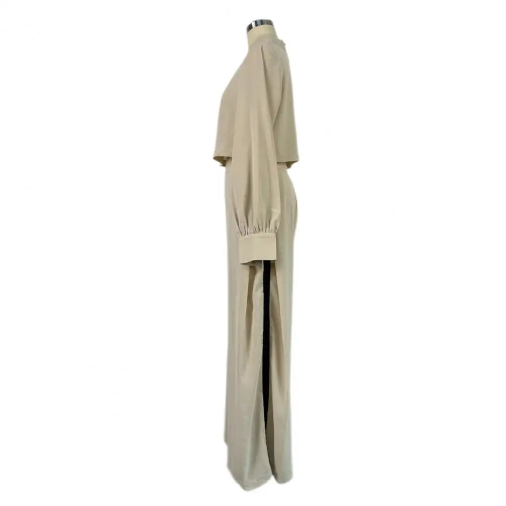 Lady Shopping Clothes Elegant Women's Top Pants Set with Lantern Sleeves High Waist Wide Leg Trousers Chic Office for Commuting