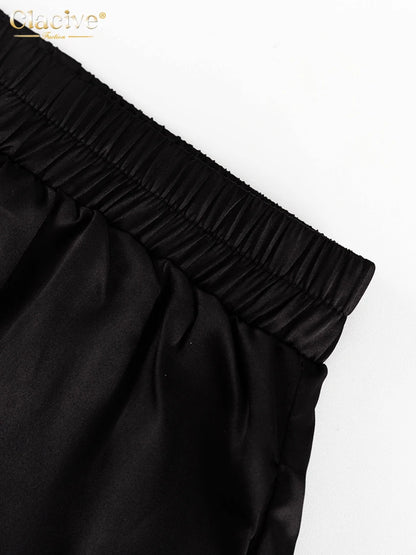 Clacive Elegant Women'S Sets Fashion Loose Spliced High Waist Pants Set Casual Long Sleeve Shirts 2 Piece Sets Women Outfit 2023