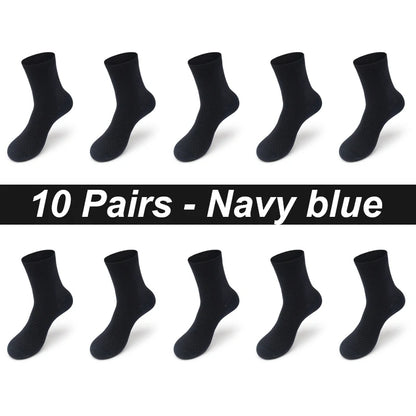 Bamboo Fiber Men's Socks 10Pairs Black Business Soft Breathable Long High Quality  Autumn for New Male Sock Plus Size 39-48