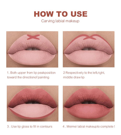 12 Colour Matte Lip Liner Pencil Carving Labial Makeup Lasting Brown Lip Liners Waterproof Lipstick Pen Lip Contouring Cosmetics