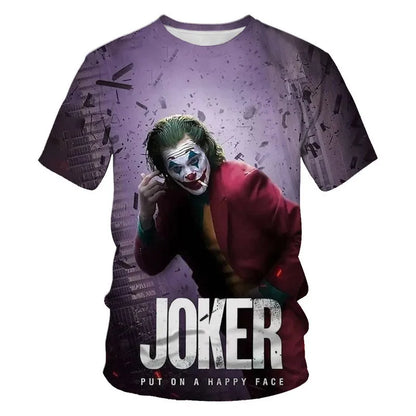 Summer New Men's Horror Clown Pattern T-Shirts Short Sleeve Streetwear Hip Hop 3D Printed Tops 6XL Large Size Loose Gothic Tees