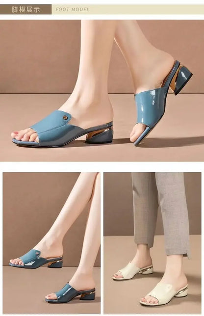 Women's Shoes Fashion Red Sexy Womens Slippers PU Soft Leather Ladies Comfortable Sandals Suitable for Girls Pantuflas Mujer