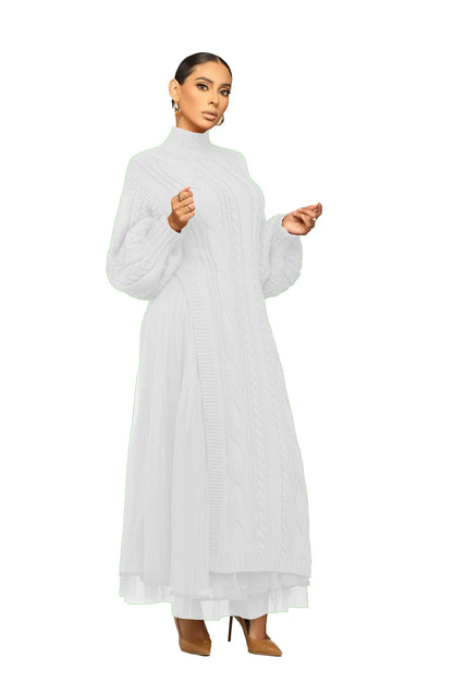 Muslim Women Knitting Dress Modest Robe Vestidos Dubai Saudi Arabic Morocco Abaya Jalabiya Eid Ramadan Knitted Dresses Abayas