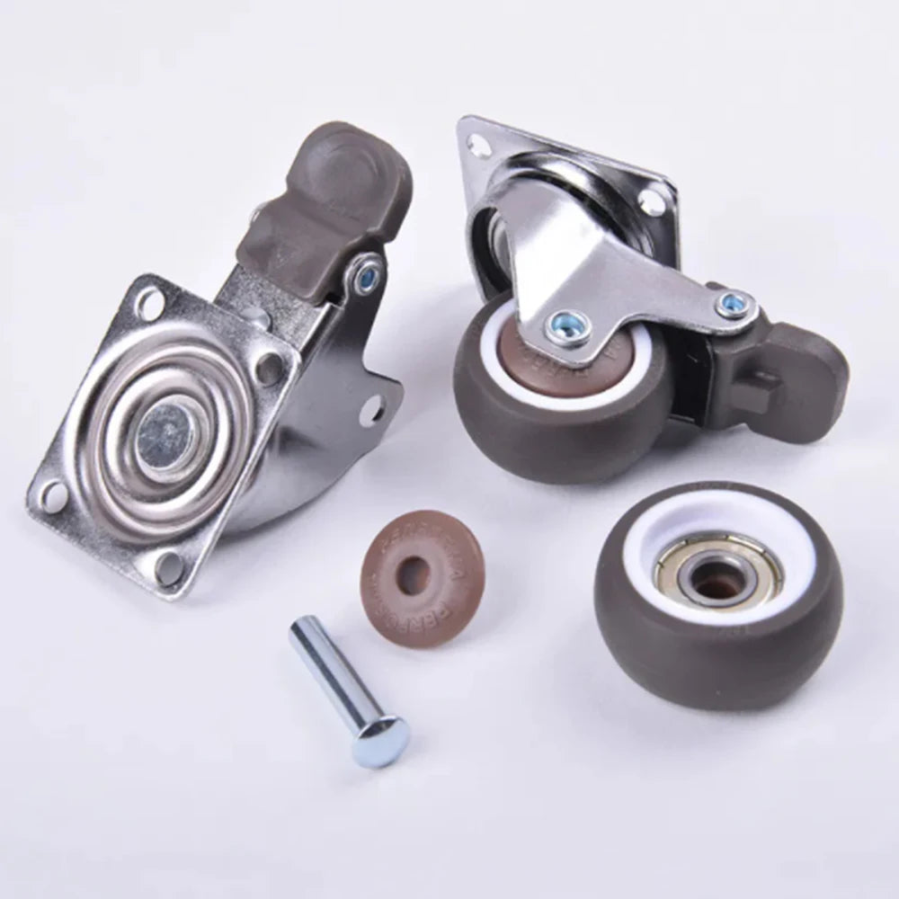4Pcs Furniture Caster For Platform Trolley Chair Accessory Swivel Caster Universal 1/2 inches Soft Rubber Wheel 360°