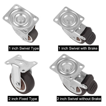 4Pcs Furniture Caster For Platform Trolley Chair Accessory Swivel Caster Universal 1/2 inches Soft Rubber Wheel 360°
