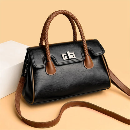 2024 High Quality Soft Leather Women's Handbag Luxury Designer Girl Boston Bag Luxury Large Capacity Shoulder Bags Sac A Main