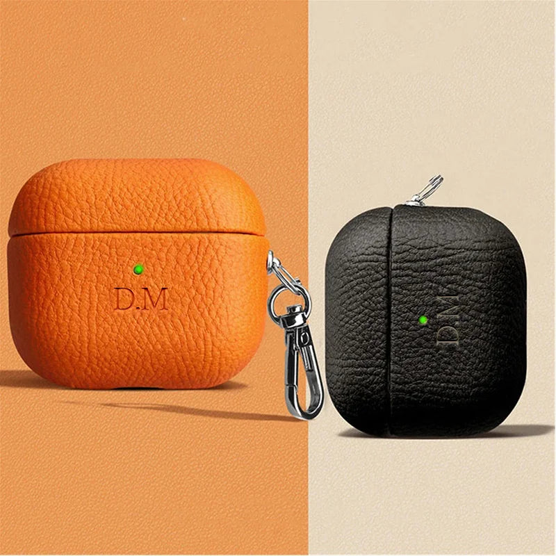 Luxury Lychee Skin Earphone Case For Airpods 3 Pro 2 1 Colorless Name Letters Personalized Customized Protective Cover Case